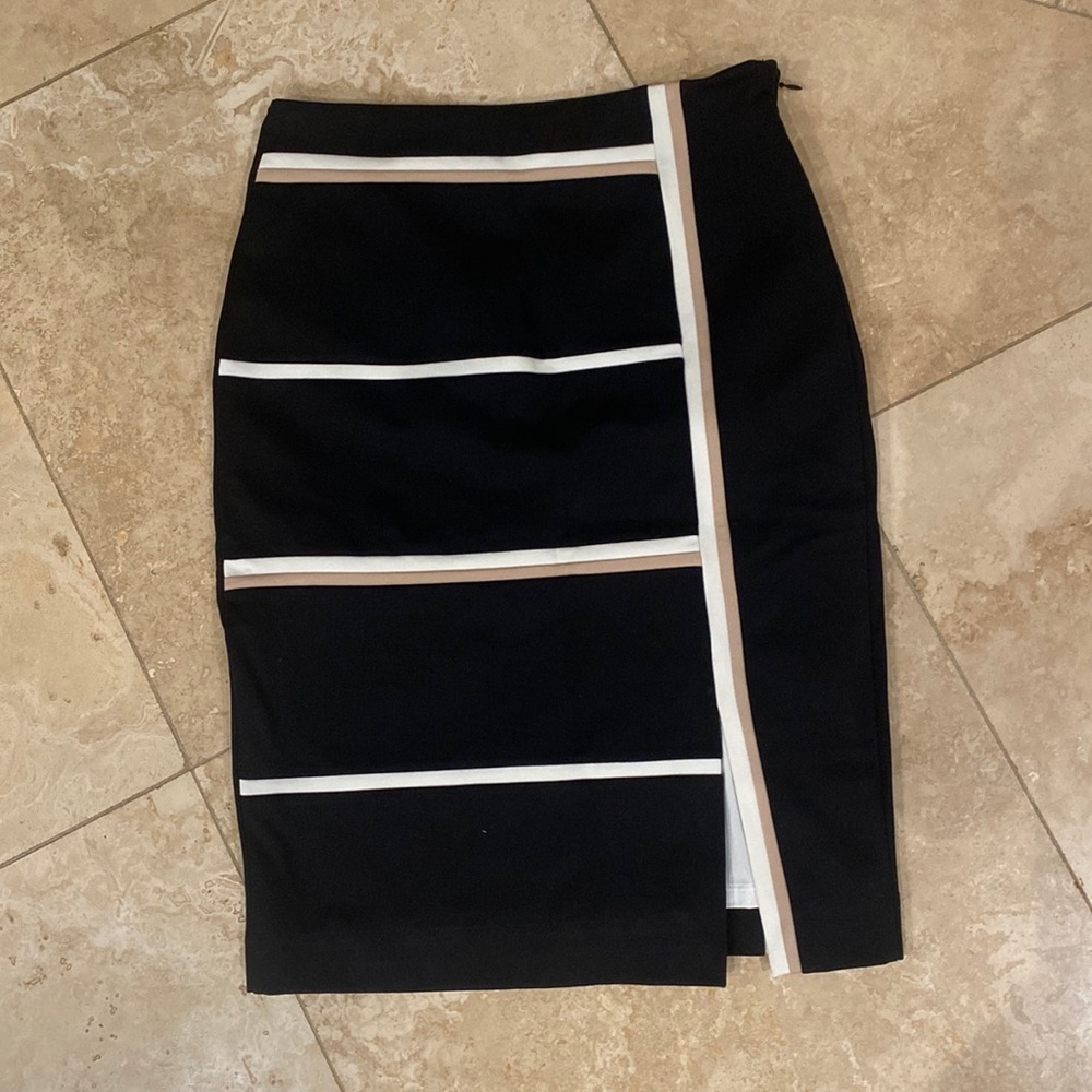 Black white and cream pencil skirt